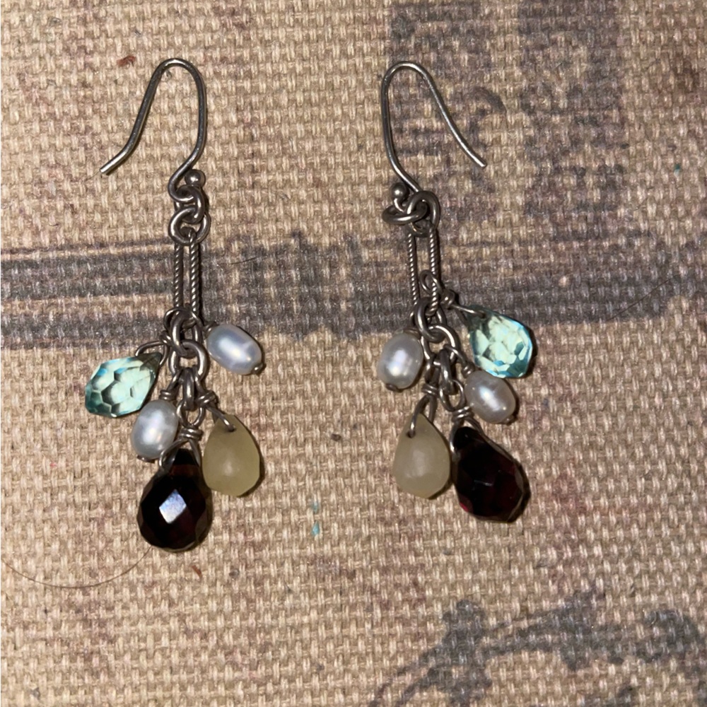 Retired Sterling silver Silpada earrings. Multi-color stone.
